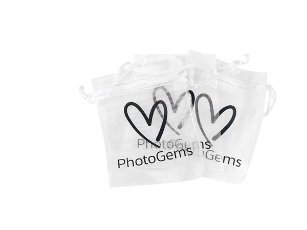 two clear bags with black hearts on them