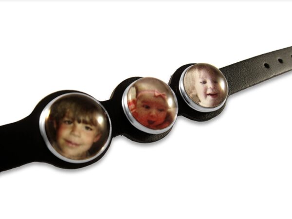 three pictures of a child on a watch face